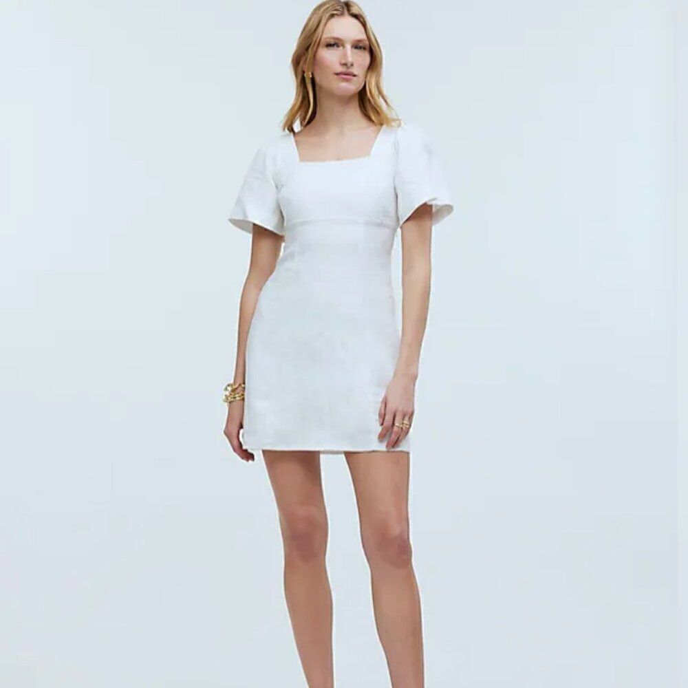 Madewell NWT Square-neck Mini Dress 100% Linen
